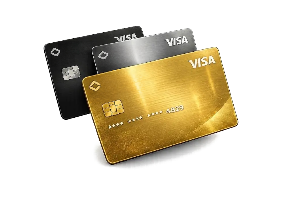 SAI Visa Card tiers — Standard, Metal, and Gold